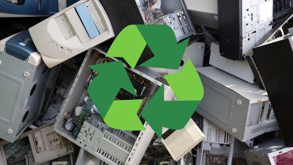 Electronics with a recycling symbol on top